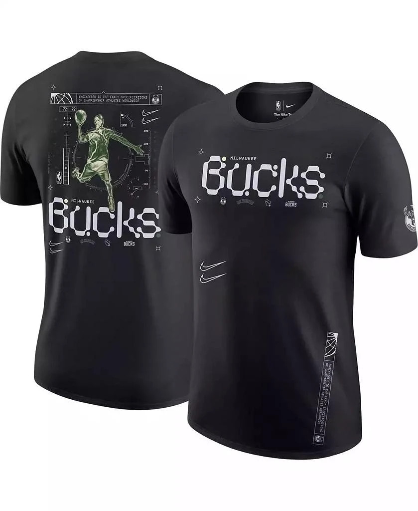 商品NIKE|Men's Black Milwaukee Bucks Courtside Air Traffic Control Max90 T-shirt,价格¥336,第1张图片