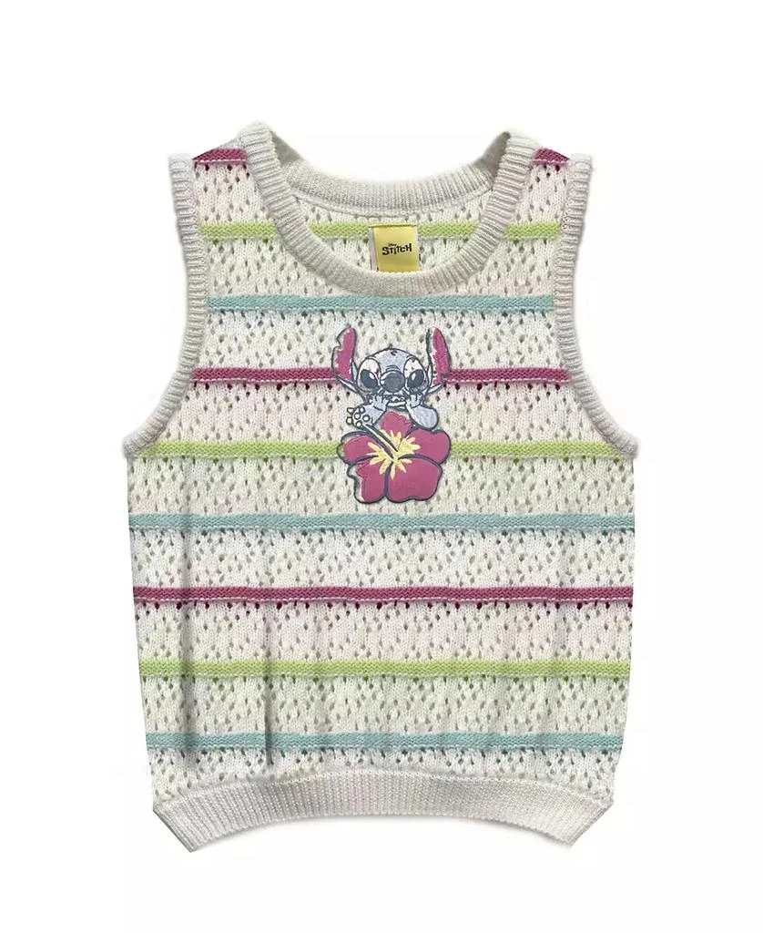 商品Disney|Big Girls Stitch Embroidered Striped Crochet Tank Top,价格¥53,第1张图片