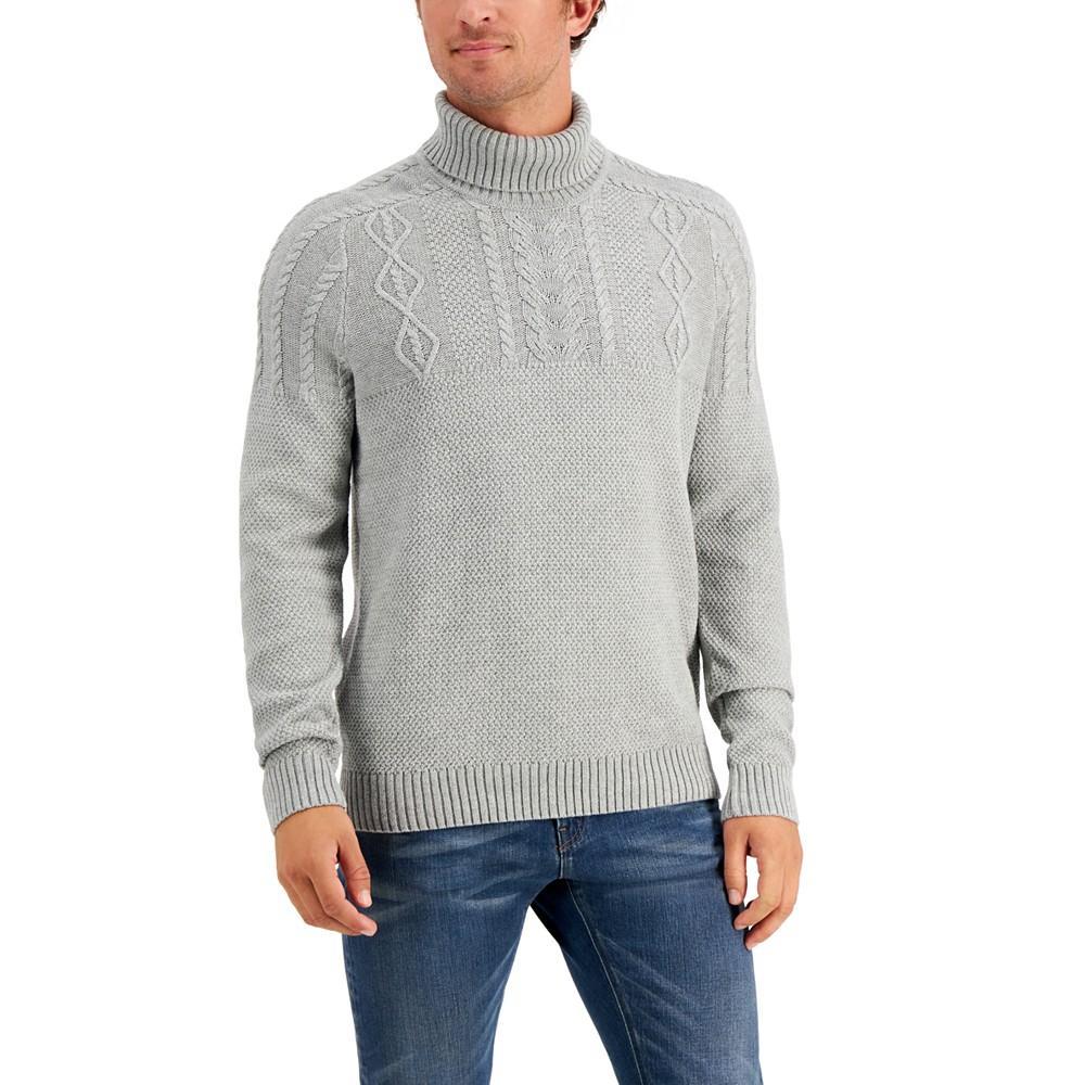 商品Club Room|Men's Chunky Cable Knit Turtleneck Sweater, Created for Macy's,价格¥243,第1张图片