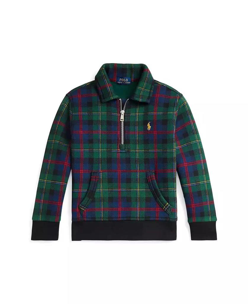 商品Ralph Lauren|Toddler and Little Boys Plaid Fleece Collared Sweatshirt,价格¥570,第1张图片