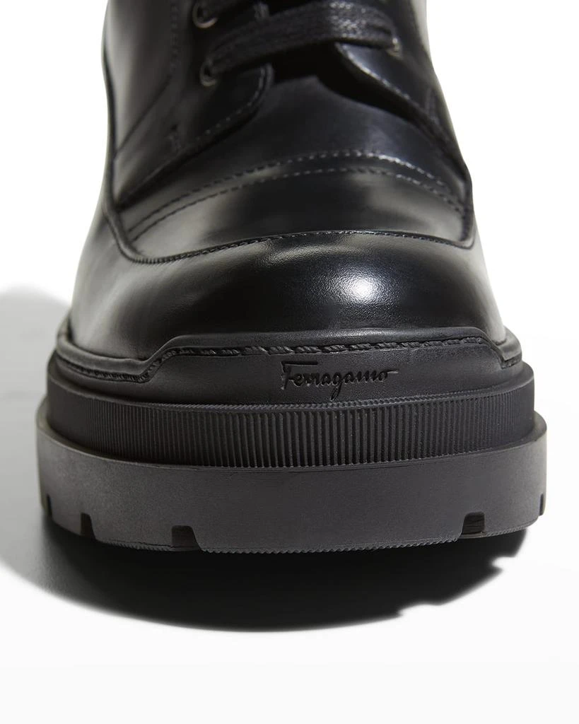 商品Salvatore Ferragamo|Lober Leather Bow Lace-Up Booties,价格¥9180,第4张图片详细描述