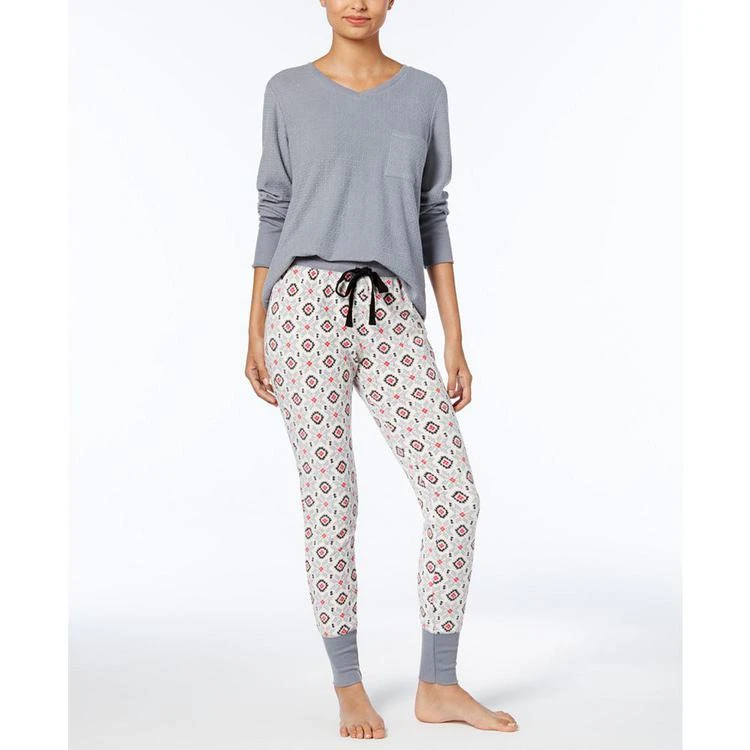 商品Ande|Textured Top & Printed Jogger Pants Pajama Set,价格¥216,第1张图片