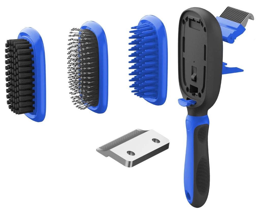 'Conversion' 5-in-1 Interchangeable Dematting and Deshedding Bristle Pin and Massage Grooming Pet Comb 商品