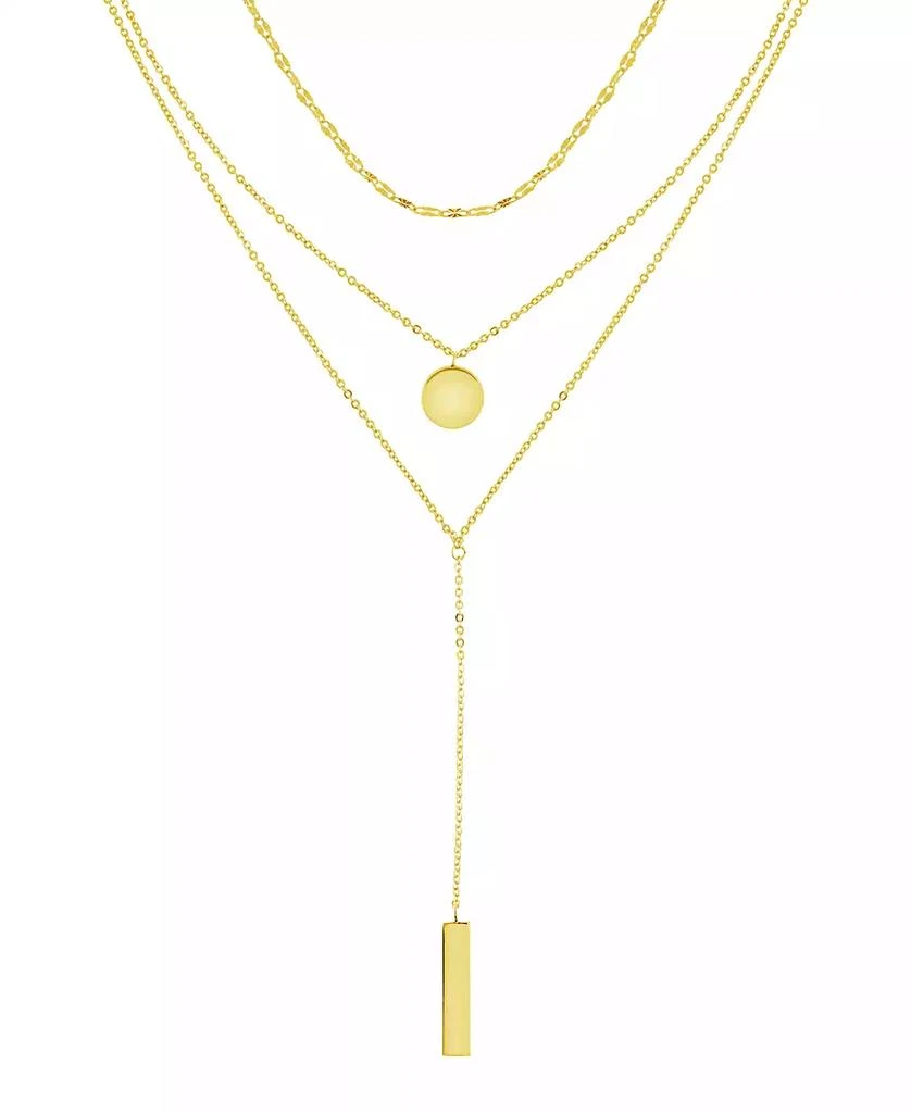 商品Essentials|Triple Chain 15" Layered Disc & Bar Necklace in Gold Plate or Silver Plate,价格¥375,第1张图片