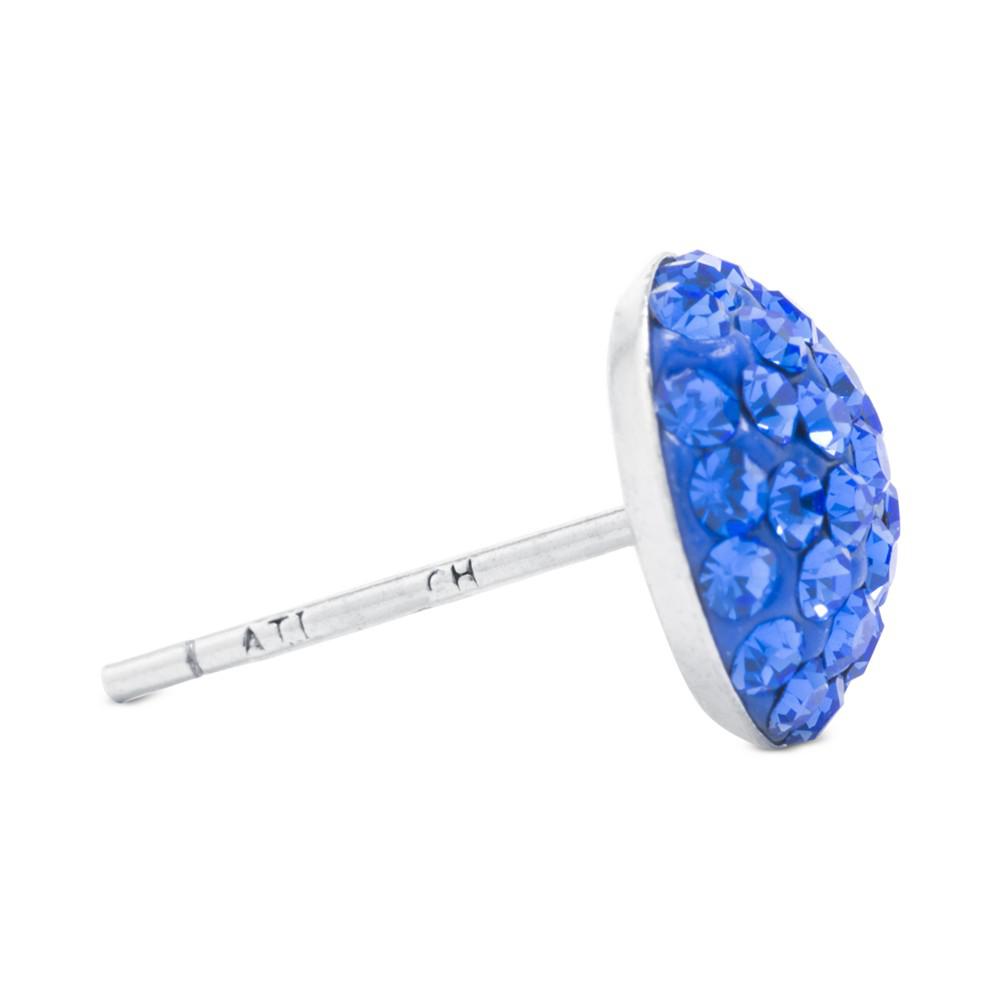 Blue Crystal Button Stud Earrings in Sterling Silver商品第3张图片规格展示