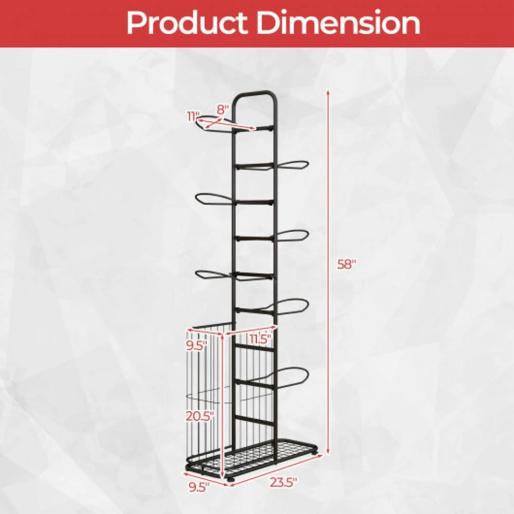 商品Hivvago|Metal Basketball Holder with 7 Removable Hanging Rods and Side Ball Basket,价格¥687,第5张图片详细描述