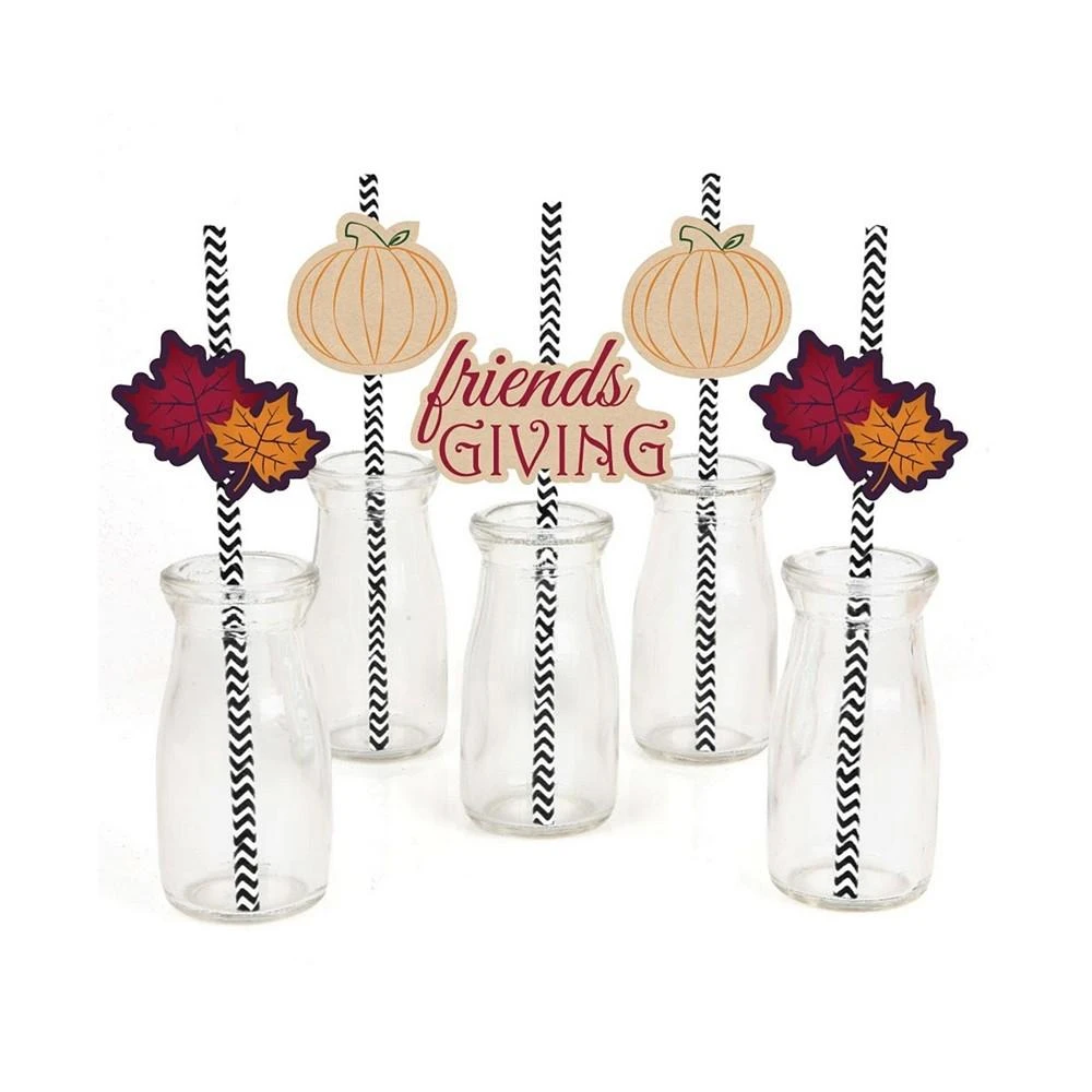 商品Big Dot of Happiness|Friends Thanksgiving Feast - Paper Straw Decor - Striped Decor Straws - 24 Ct,价格¥120,第1张图片