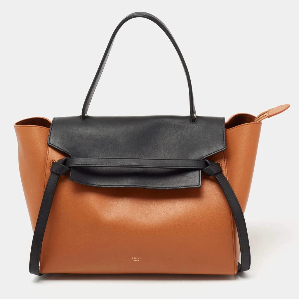 商品[二手商品] Celine|Celine Brown/Black Leather Small Belt Top Handle Bag,价格¥7671,第1张图片