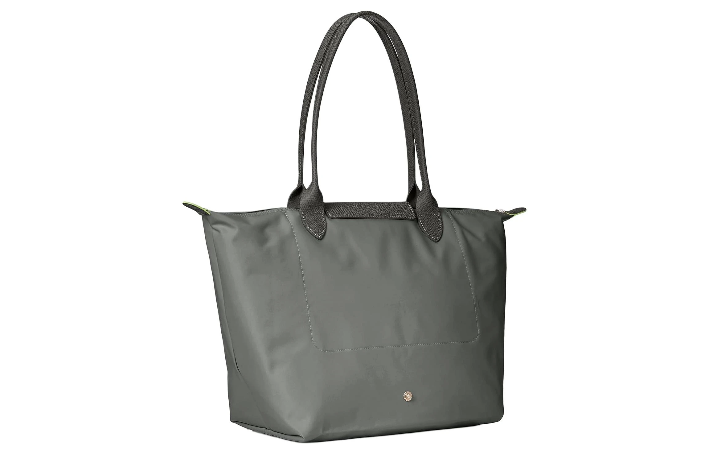 商品[国内直发] Longchamp|Le Pliage Green Logo徽标可折叠翻盖拉链 帆布拼牛皮 帆布包手提单肩包 大号 女款 石墨色,价格¥1320,第3张图片详细描述