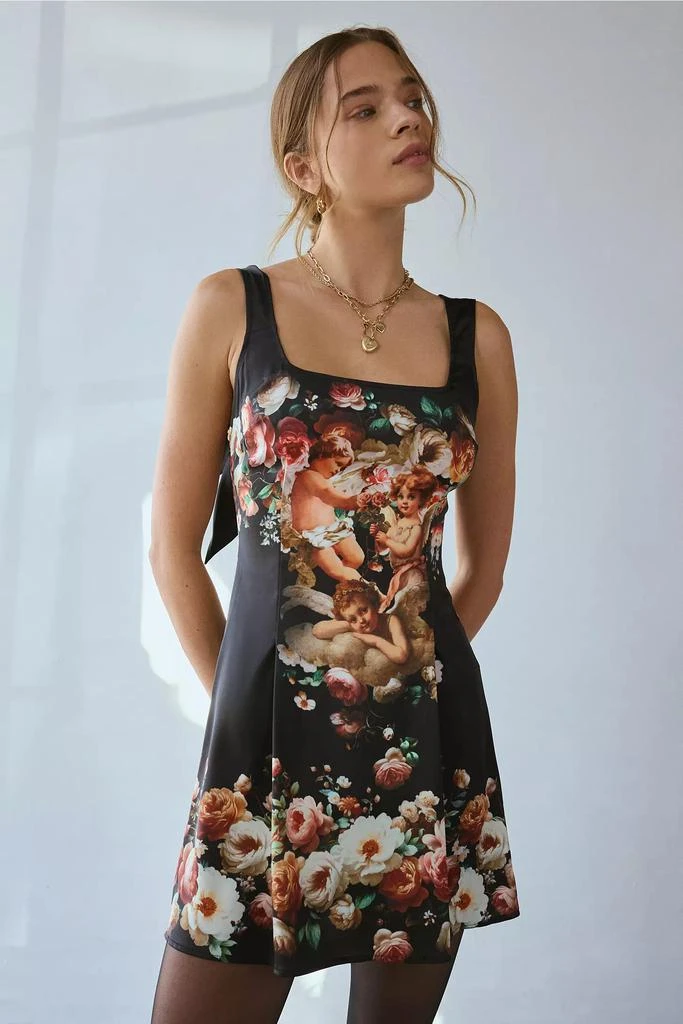 商品Urban Outfitters|UO Bri Double Bow Sleek Satin Mini Dress,价格¥236,第3张图片详细描述