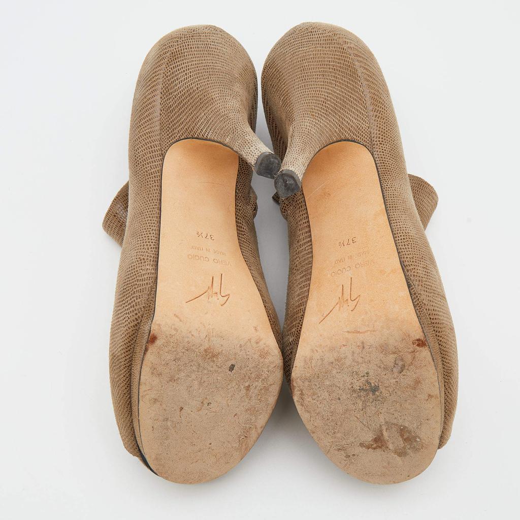 Giuseppe Zanotti Beige Suede Peep Toe Platform Ankle Length Boots Size 37.5商品第6张图片规格展示