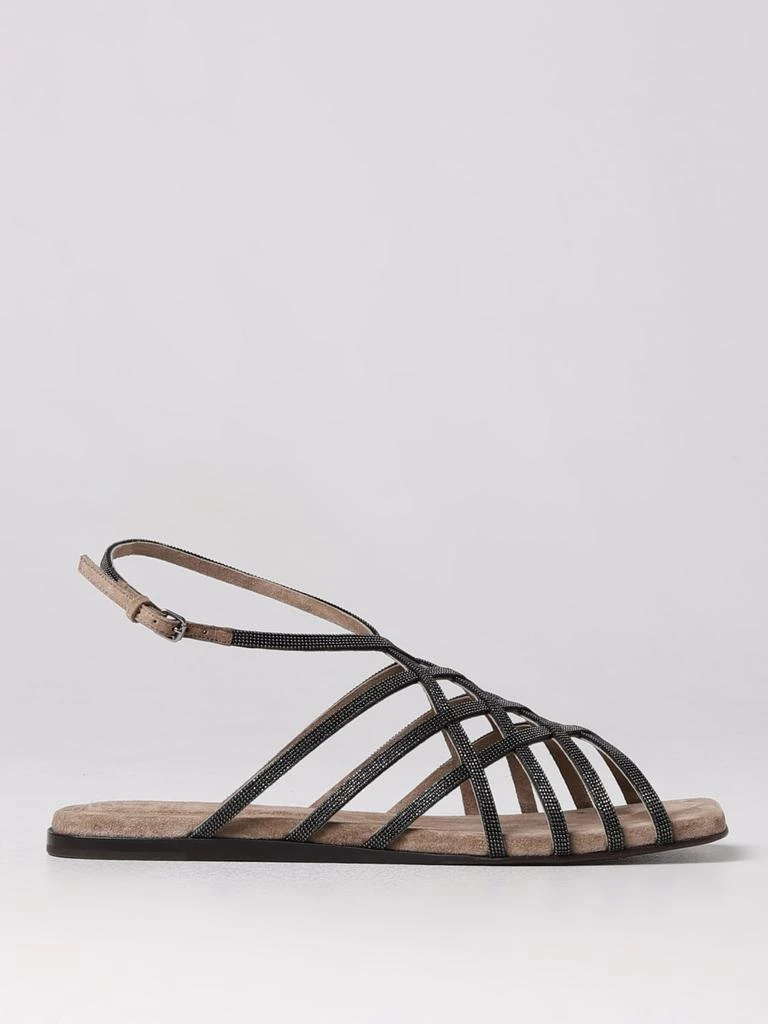 商品Brunello Cucinelli|Brunello cucinelli sandal in leather with jewel,价格¥8044,第1张图片