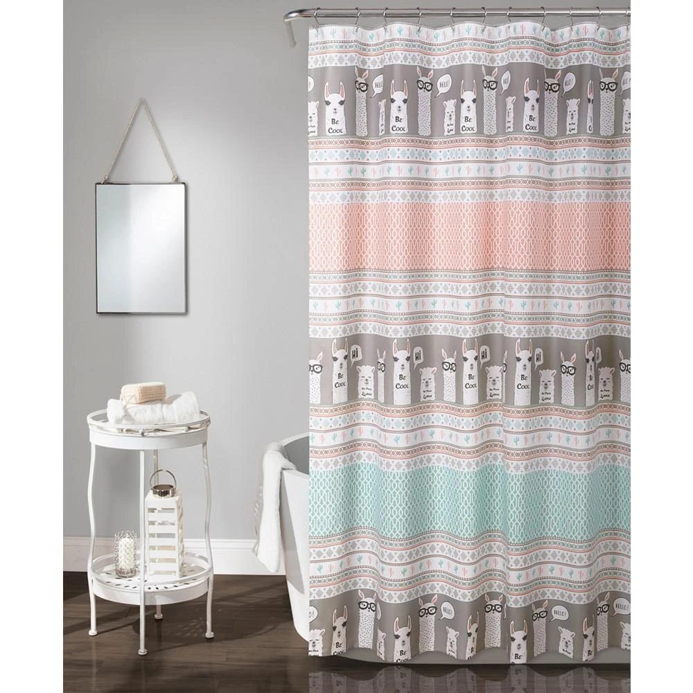 商品Lush Décor|Llama Stripe 72" x 72" Shower Curtain,价格¥222,第1张图片