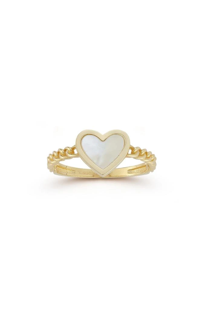 商品Ember Fine Jewelry|14K Gold Mother of Pearl Heart Ring,价格¥3446,第1张图片