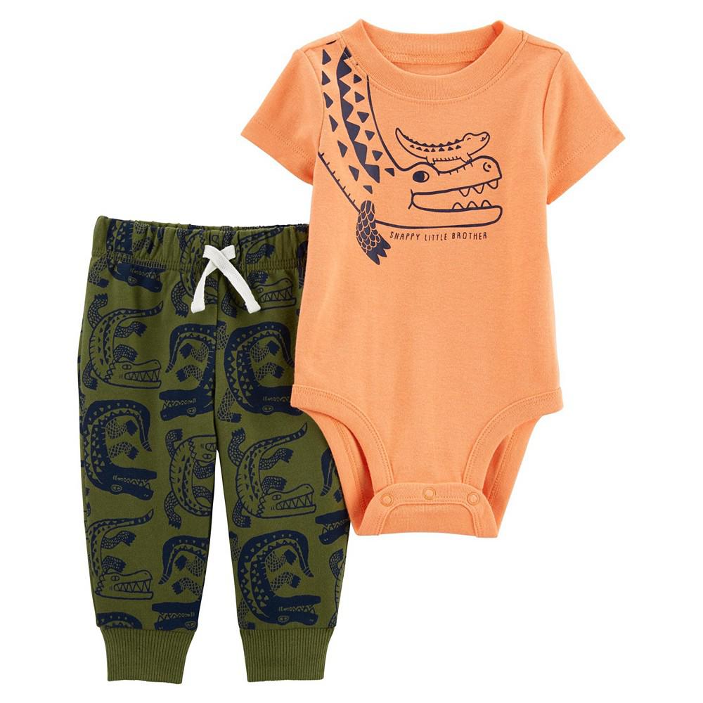 Baby Boys Alligator Bodysuit and Pant Set, 2 Piece商品第1张图片规格展示