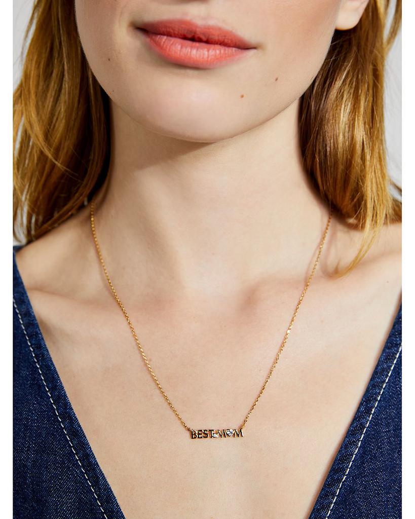 Love You, Mom Cubic Zirconia Best Mom Pendant Necklace in Gold Tone, 17"-20"商品第2张图片规格展示