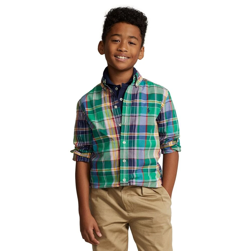 商品Ralph Lauren|Big Boys Plaid Cotton Poplin Shirt,价格¥166,第1张图片