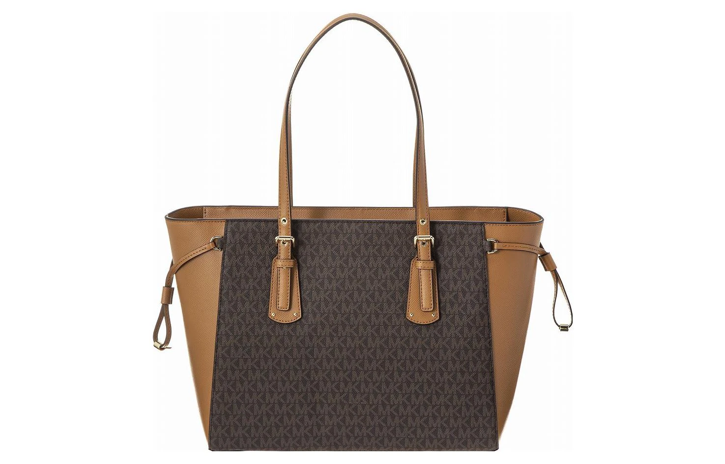 商品[国内直发] Michael Kors|迈克高仕 MK Voyager 老花满印通勤复古经典款 牛皮 托特包Tote包购物袋单肩手提包 中号 女款 深棕色,价格¥1686,第3张图片详细描述