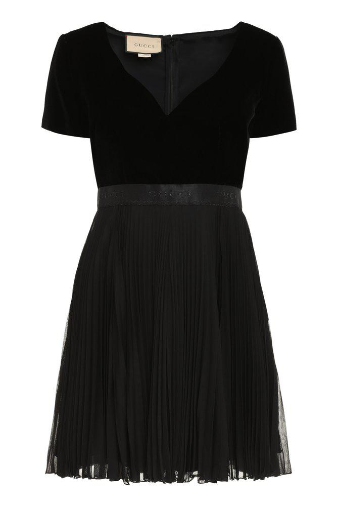 Gucci V-Neck Pleated Mini Dress商品第1张图片规格展示