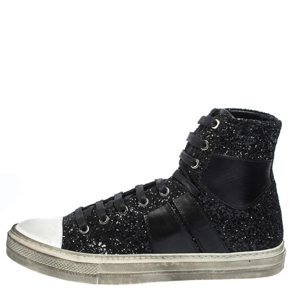 商品[二手商品] AMIRI|Amiri Black Glitter and Leather Vintage Sunset High Top Sneakers Size 42,价格¥2491,第2张图片详细描述