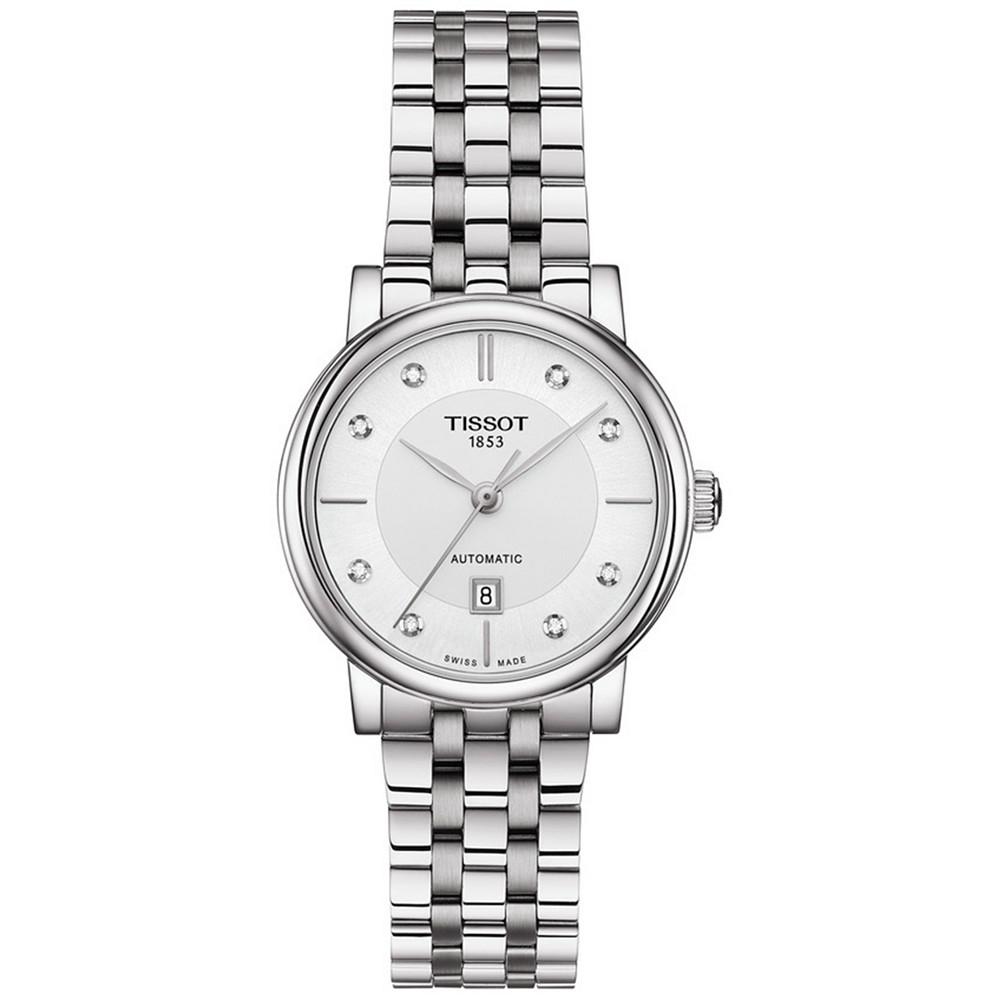 Women's Swiss Automatic T-Classic Carson Diamond-Accent Stainless Steel Bracelet Watch 30mm商品第1张图片规格展示