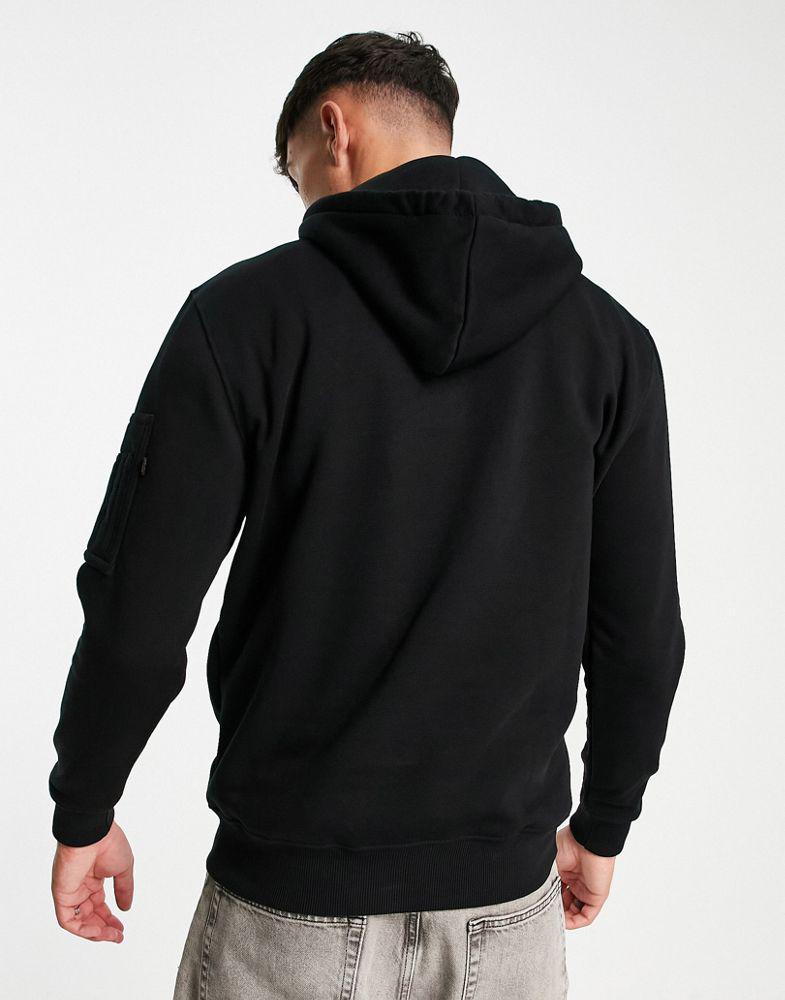 Alpha Industries central foil logo hoodie in black商品第2张图片规格展示
