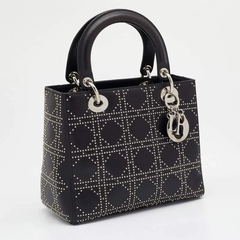 商品[二手商品] Dior|Dior Black Embellished Cannage Leather Medium Lady Dior Tote,价格¥15590,第3张图片详细描述