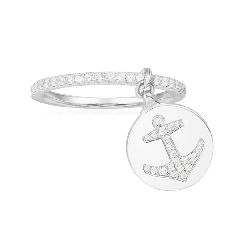 商品[国内直发] apm Monaco|APM MONACO 女士银色银镶钻锚陀戒指 A18115OX,价格¥312,第1张图片