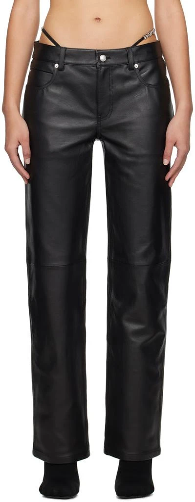 商品Alexander Wang|Black Low-Rise Leather Pants,价格¥5460,第1张图片