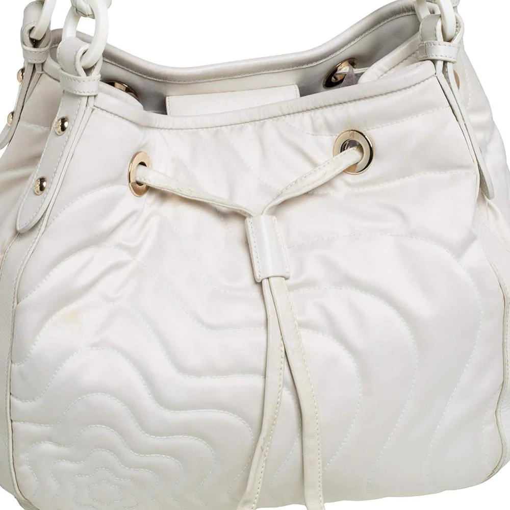 商品[二手商品] MontBlanc|Montblanc Off White Nylon and Leather Starisma Dalila Drawstring Hobo,价格¥1431,第5张图片详细描述
