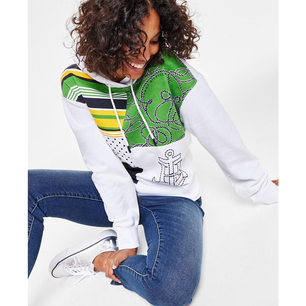 商品Tommy Hilfiger|Women's Patchwork-Print Hooded Sweatshirt,价格¥553,第5张图片详细描述