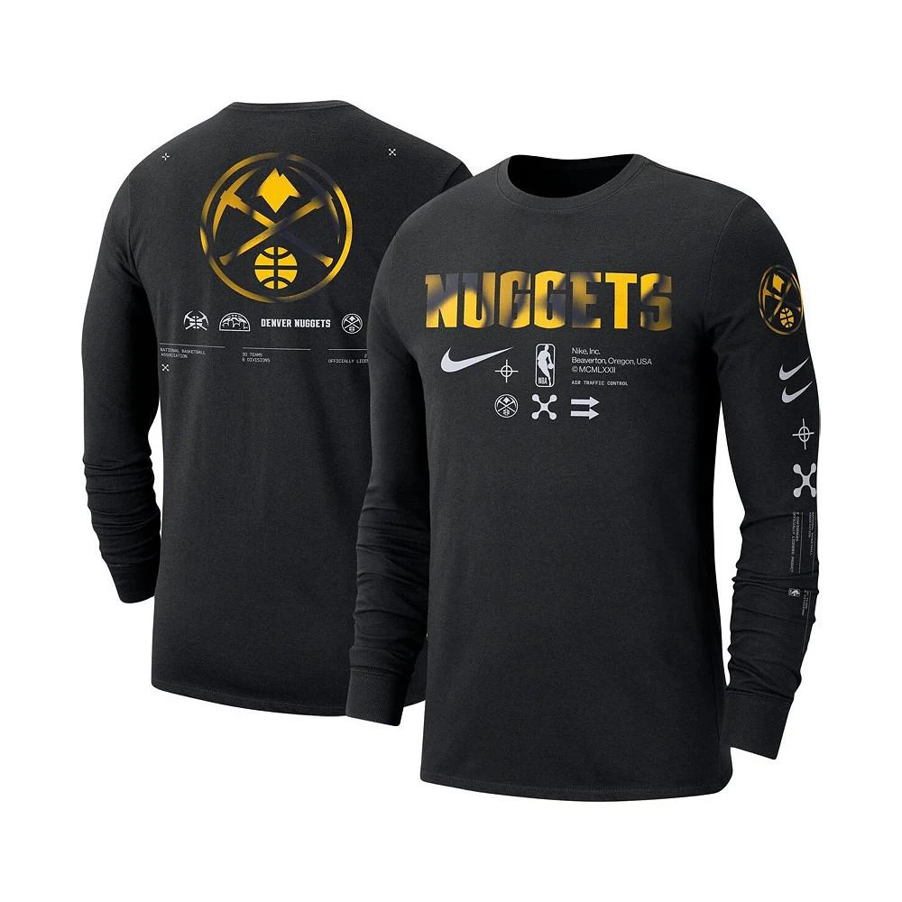 商品NIKE|Men's Black Denver Nuggets Essential Air Traffic Control Long Sleeve T-shirt,价格¥313,第1张图片