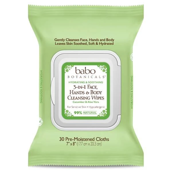 商品Babo Botanicals|Babo Botanicals 3-in-1 Hydrating Face, Hand, Body Wipes - Cucumber & Aloe Vera,价格¥65,第1张图片