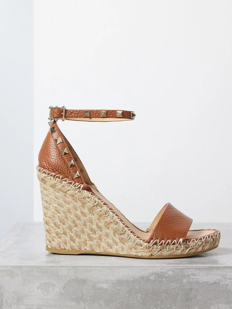 商品Valentino|Rockstud 105 leather espadrille wedge sandals,价格¥4545,第1张图片