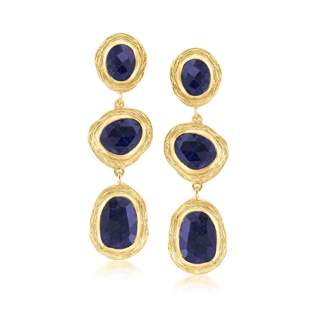 商品Ross-Simons|Sapphire Station Drop Earrings in 18kt Gold Over Sterling,价格¥1200,第1张图片