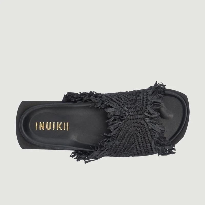 商品INUIKII|Raffia Moon Mules BLACK INUIKII,价格¥987,第2张图片详细描述