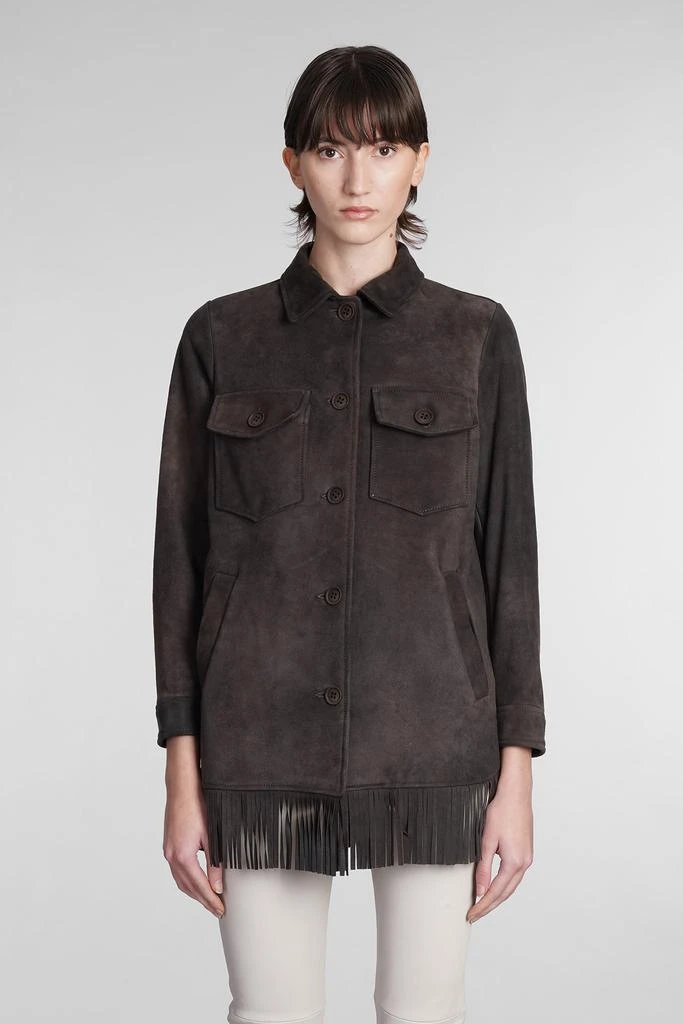 商品Salvatore Santoro|Salvatore Santoro Leather Jacket In Grey Leather,价格¥4254,第1张图片