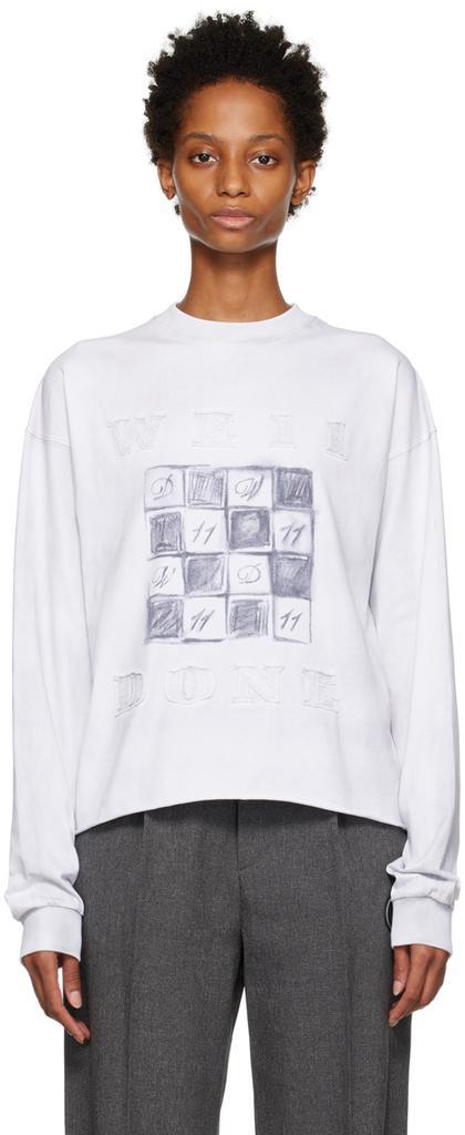 商品We11done|White Washed Applique Long Sleeve T-Shirt,价格¥886,第1张图片