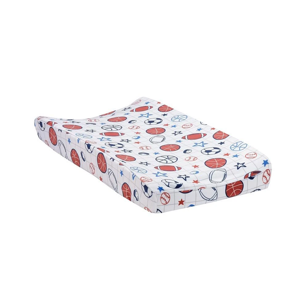 商品Lambs & Ivy|Baby Sports White Changing Pad Cover - Football/Basketball/Baseball,价格¥149,第1张图片