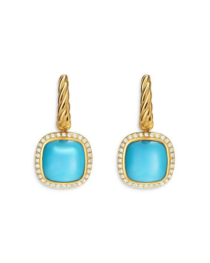 商品David Yurman|Albion® Drop Earrings in 18K Yellow Gold with Turquoise and Diamonds, 10mm,价格¥27226,第1张图片详细描述