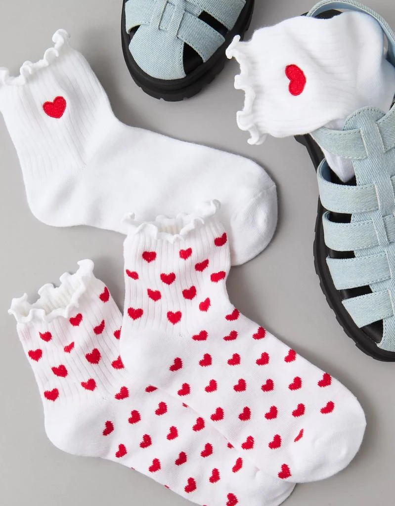 商品AE|AE Heart Ruffle Sock 2-Pack,价格¥97,第1张图片