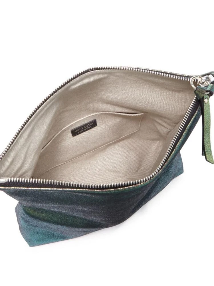 商品Jimmy Choo|Nyla Iridescent Shimmered Leather Fold-Over Clutch,价格¥1650,第2张图片详细描述