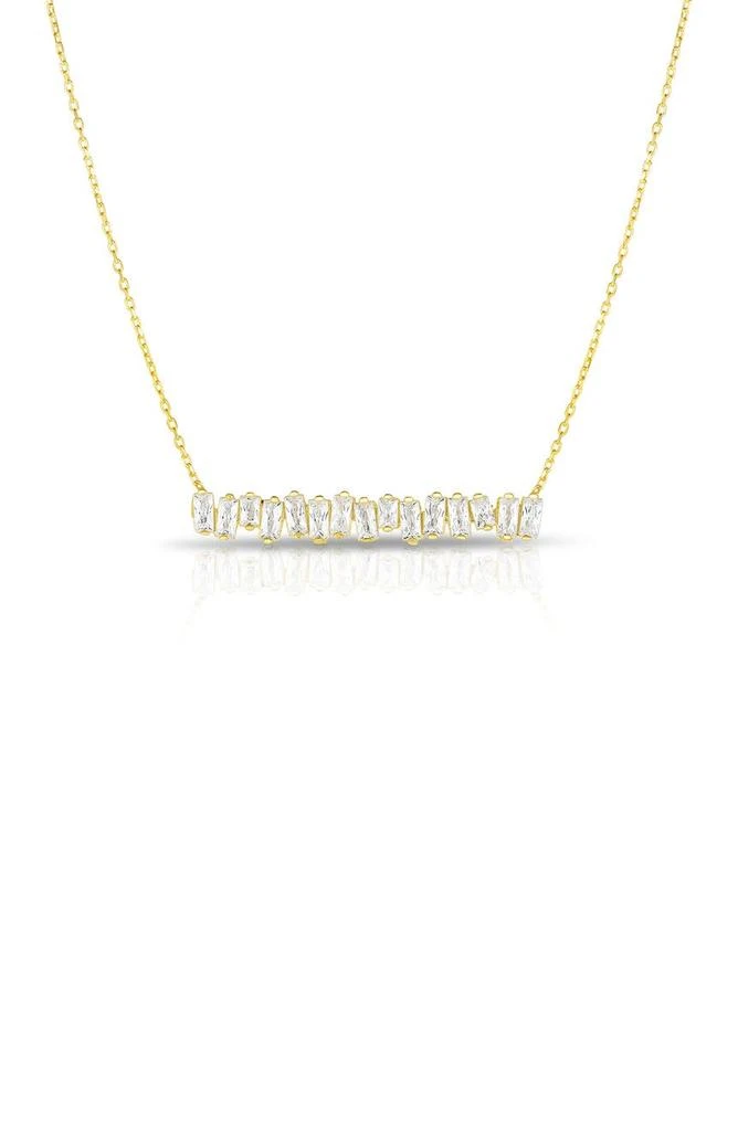 商品GLAZE JEWELRY|14K Yellow Gold Vermeil Baguette-Cut CZ Bar Pendant Necklace,价格¥355,第1张图片