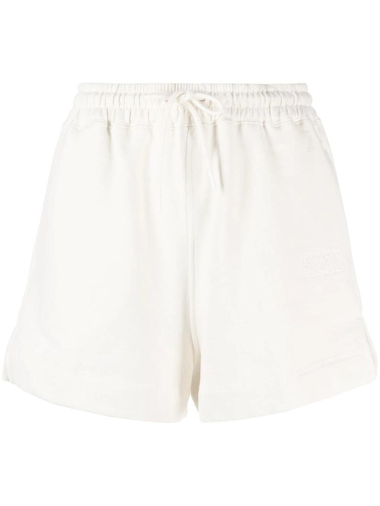 Ganni White Logo-Embroidered Cotton Shorts, Size Large商品第1张图片规格展示