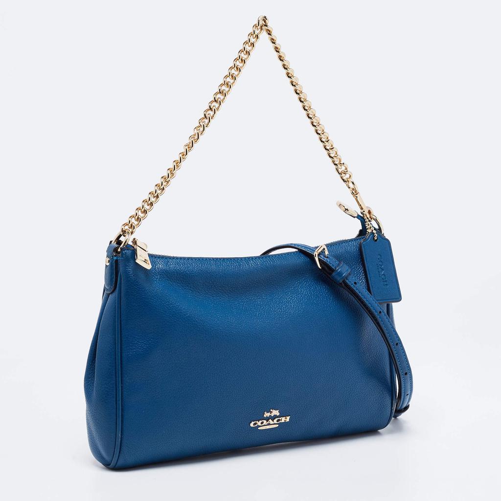 商品[二手商品] Coach|Coach Blue Leather Top Zip Chain Shoulder Bag,价格¥1557,第5张图片详细描述