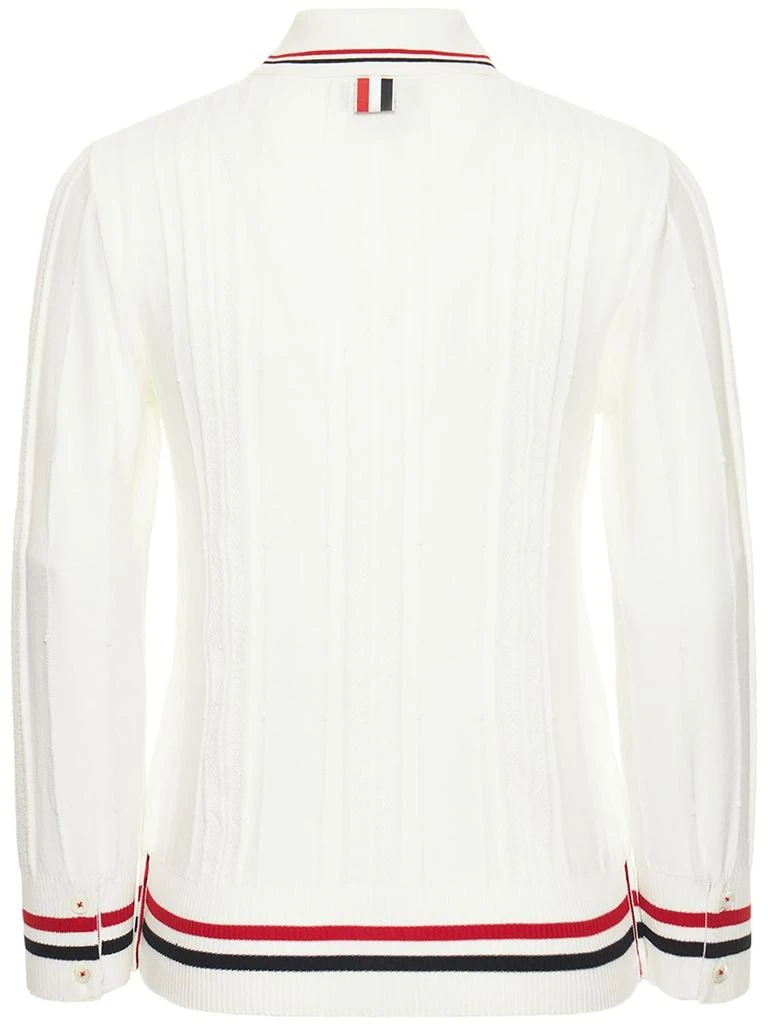 商品Thom Browne|3/4 Sleeve Textured Cotton Knit Cardigan,价格¥6782,第5张图片详细描述