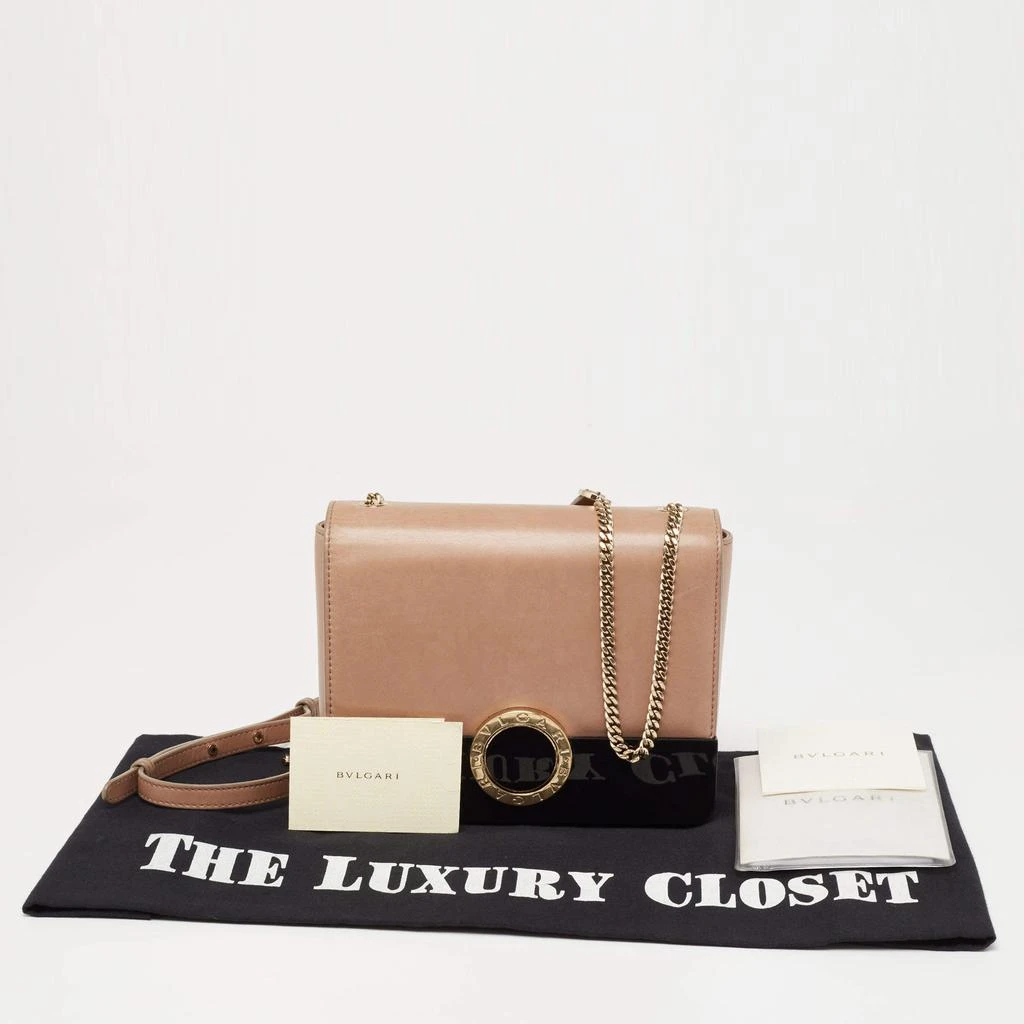 Bvlgari Beige/Black Leather and Perspex Small Flap Cover Shoulder Bag 商品