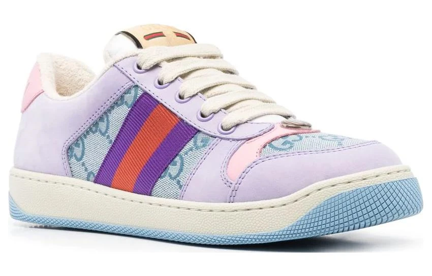 商品[国内直发] Gucci|古驰 Screener 脏脏鞋 低帮系带 时尚板鞋 女款 浅蓝色,价格¥6133,第4张图片详细描述