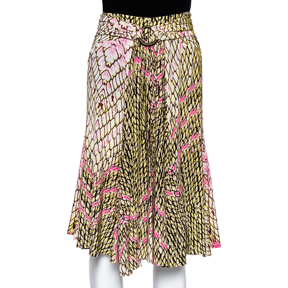 Just Cavalli Multicolor Printed Jersey Ruched Waist Detail Flared Skirt M商品第1张图片规格展示