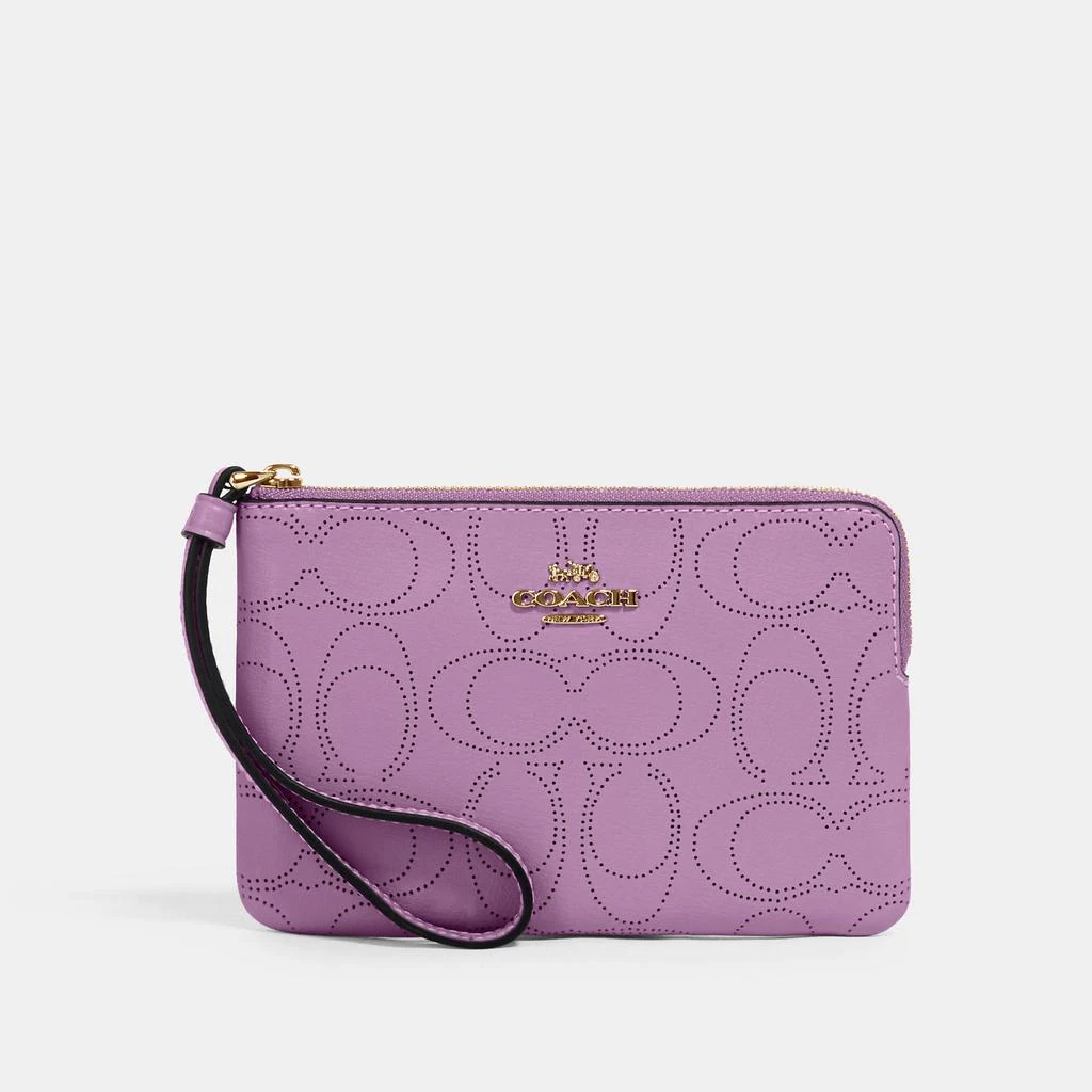 商品Coach|COACH Corner Zip Wristlet In Signature Leather,价格¥282,第2张图片详细描述